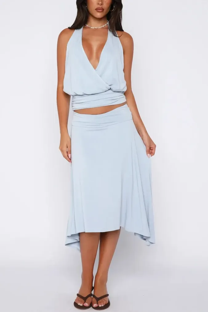Light Blue Halter Co-Ords Set - Image 1
