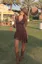 Brown Lace Tiered Mini Dress