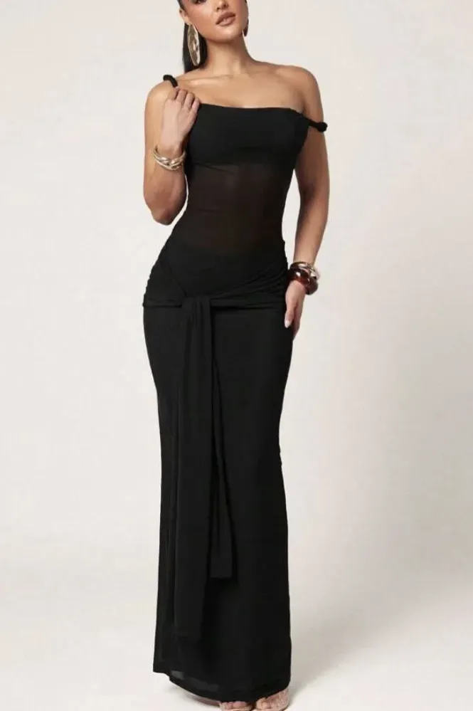 Black One-Shoulder Maxi Dress