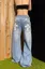 Light Blue Low-Rise Embroidered Jeans