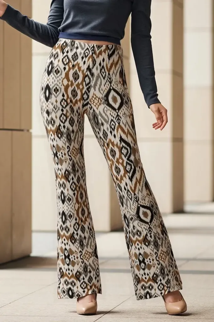 Multi-Colour Geometric Print Trousers - Image 1