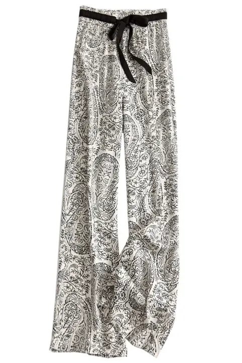 White Paisley Mid-Rise Pants - Image 1