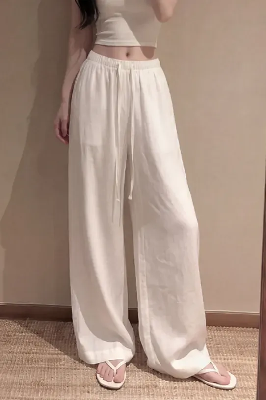 White Solid Mid-Rise Trousers - Image 1