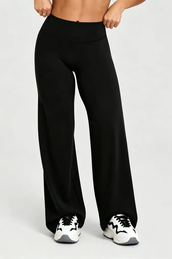 Black Solid Mid-Rise Trousers - Image 1