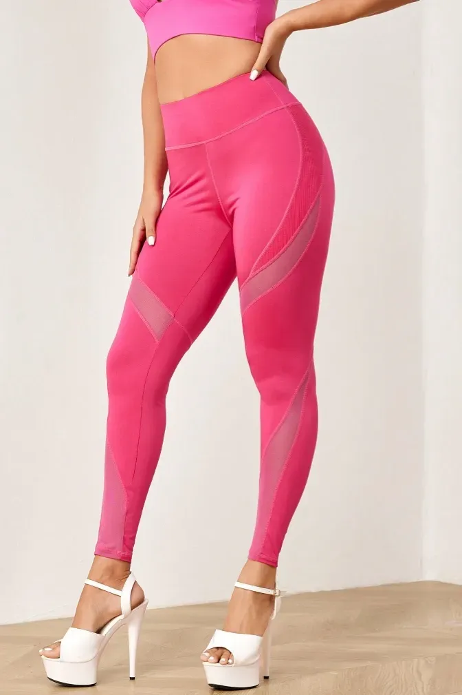 Pink Solid High-Rise Leggings