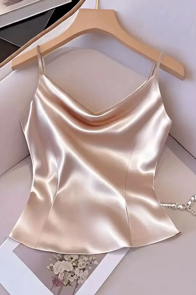 Champagne Cowl Neck Top - Image 1