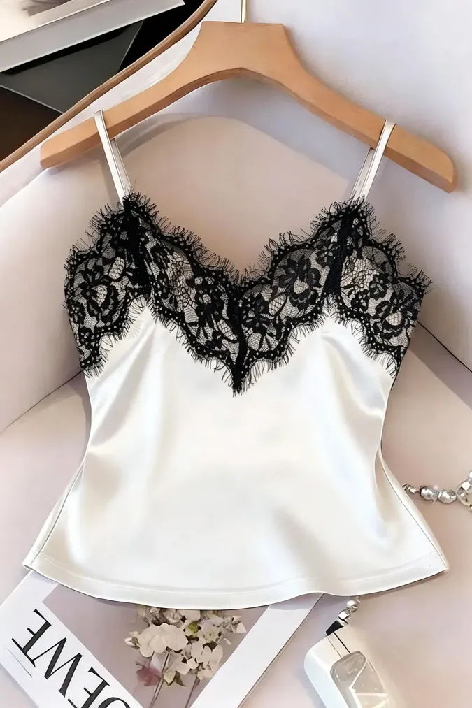 White Lace Overlay Top - Image 1