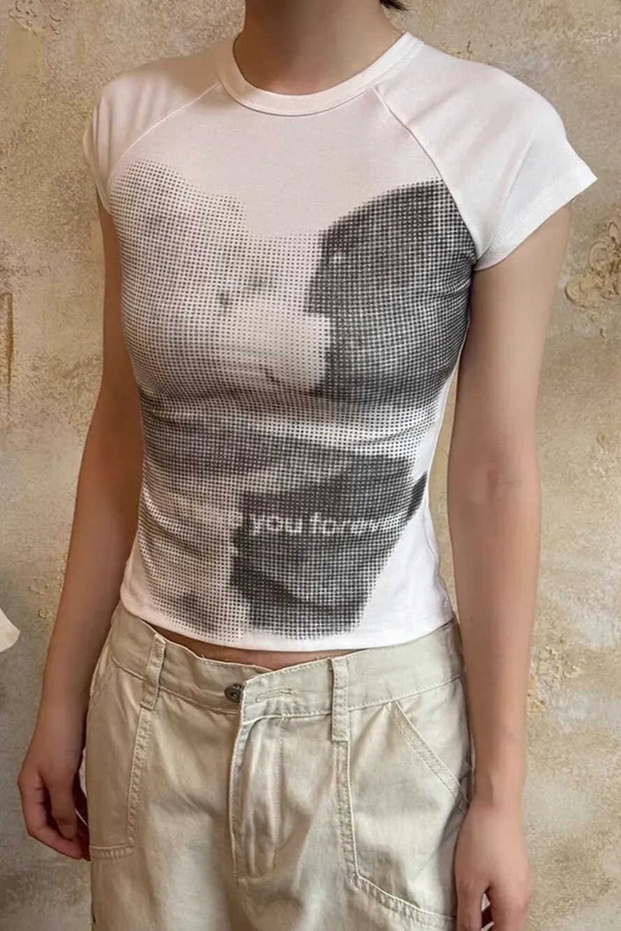 White Crew Graphic Print T-Shirt