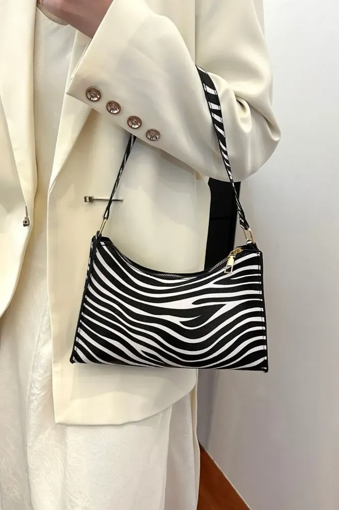 White Zebra Pu Shoulder Bag - Image 1
