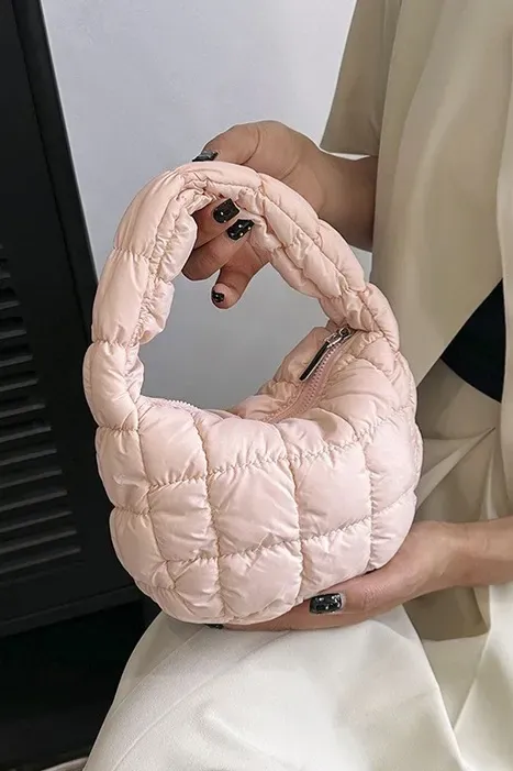Light Pink Quilted Hand Bag - Image 1