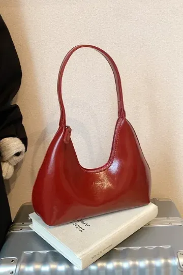 Red Solid Pu Shoulder Bag - Image 1