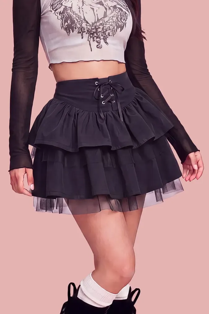 Black High-Rise Mini Skirt - Image 1