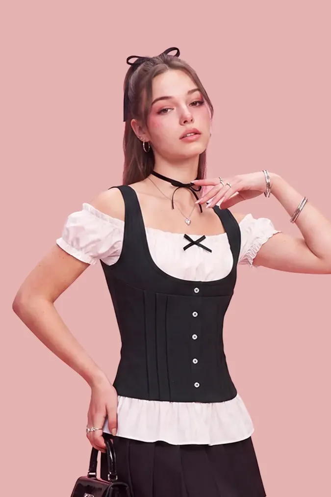 Black Cold-Shoulder Top - Image 1