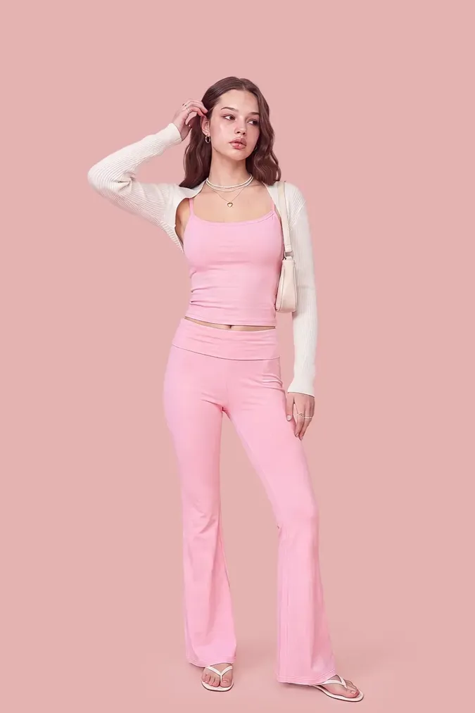 Light Pink Scoop Neck Co-Ords Set - Image 1