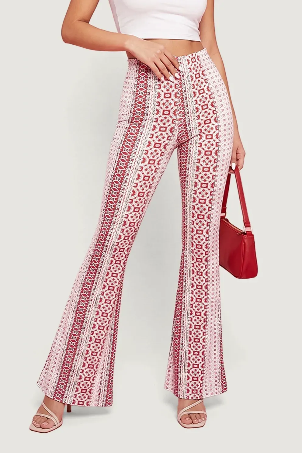 Pink High-Rise Geometric Pants