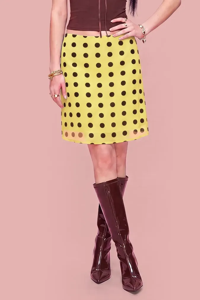 Yellow Polka Dot Mini Skirt - Image 1