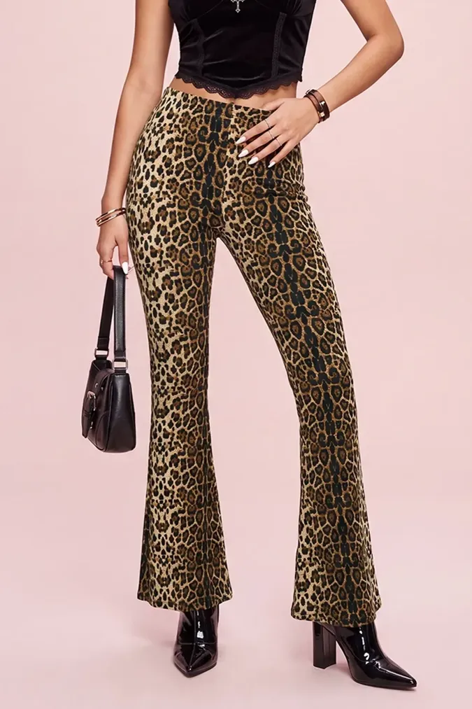 Brown High-Rise Leopard Pants - Image 1