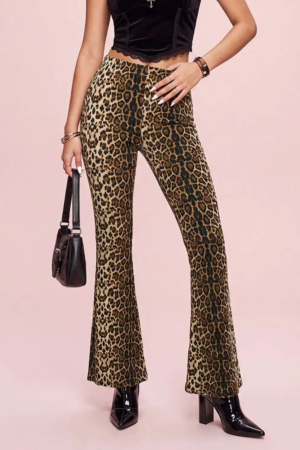 Brown High-Rise Leopard Pants