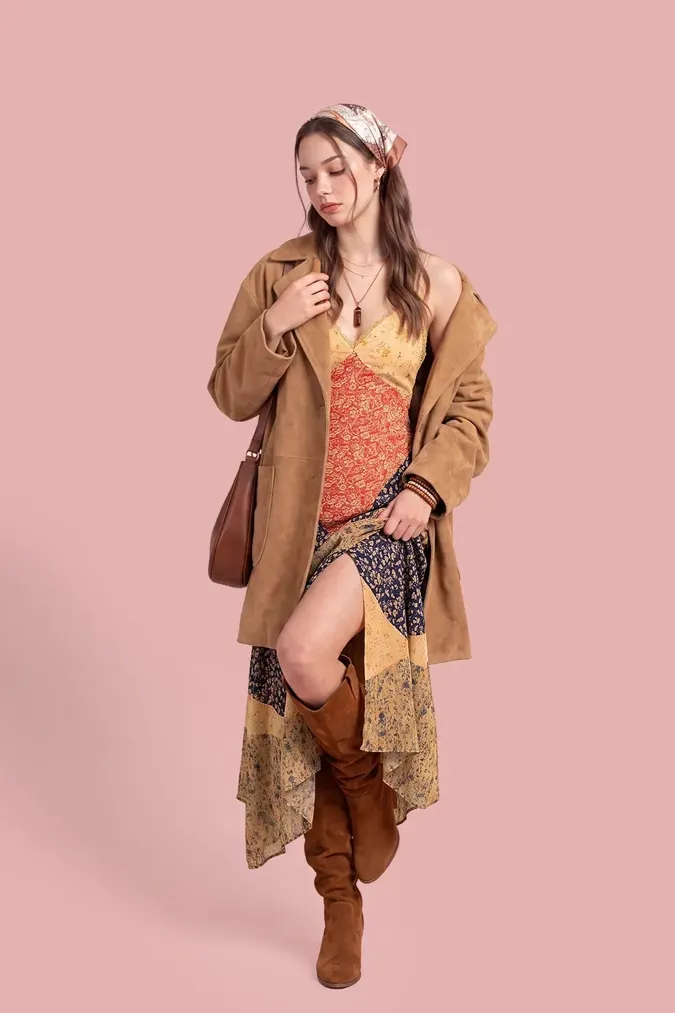 Multi-Colour Floral Midi Dress - Image 1