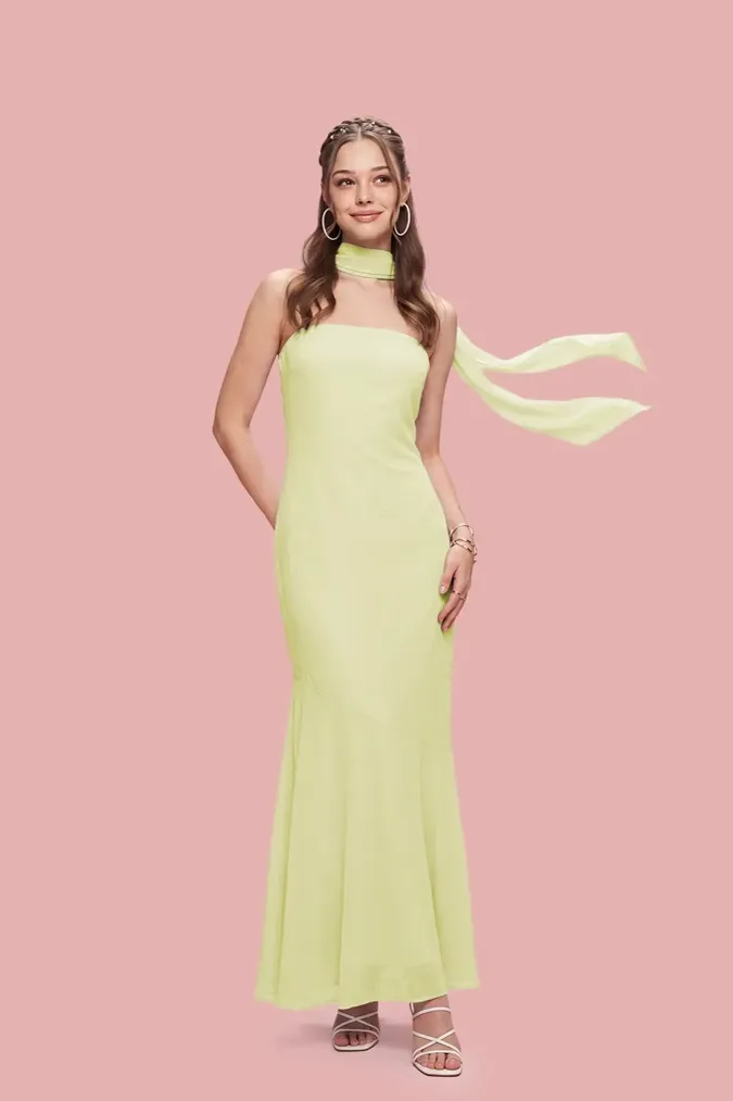 Yellow Solid Maxi Tube Dress - Image 1