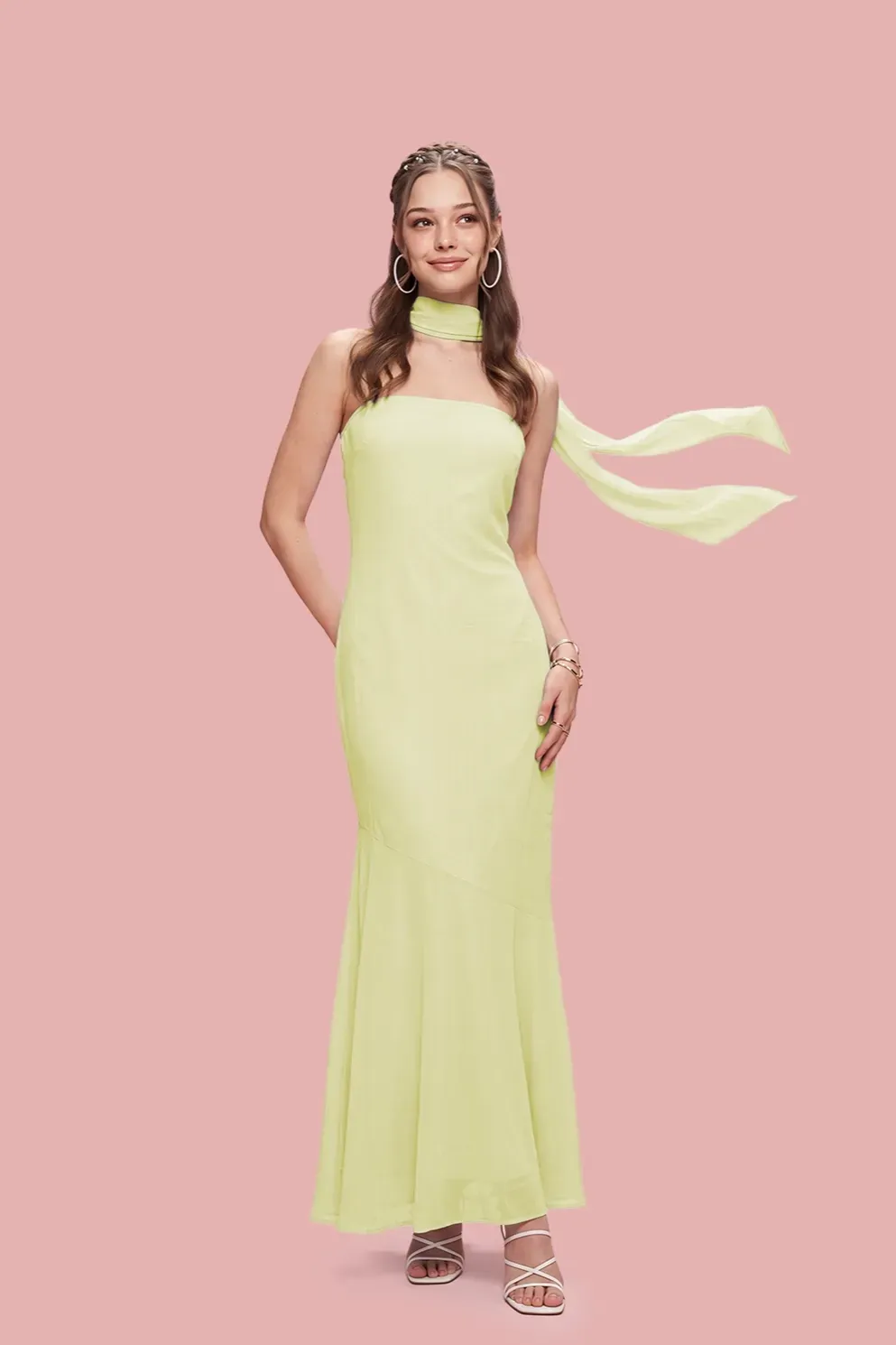 Yellow Solid Maxi Tube Dress