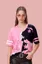 Pink Graphic Oversized V-Neck T-Shirt