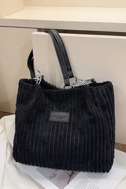 Black Solid Tote Bag - Image 1