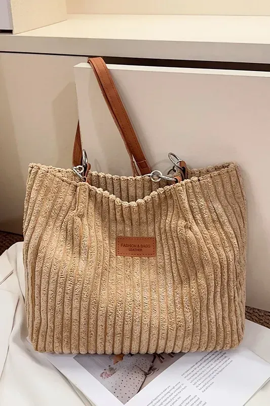 Beige Solid Tote Bag - Image 1