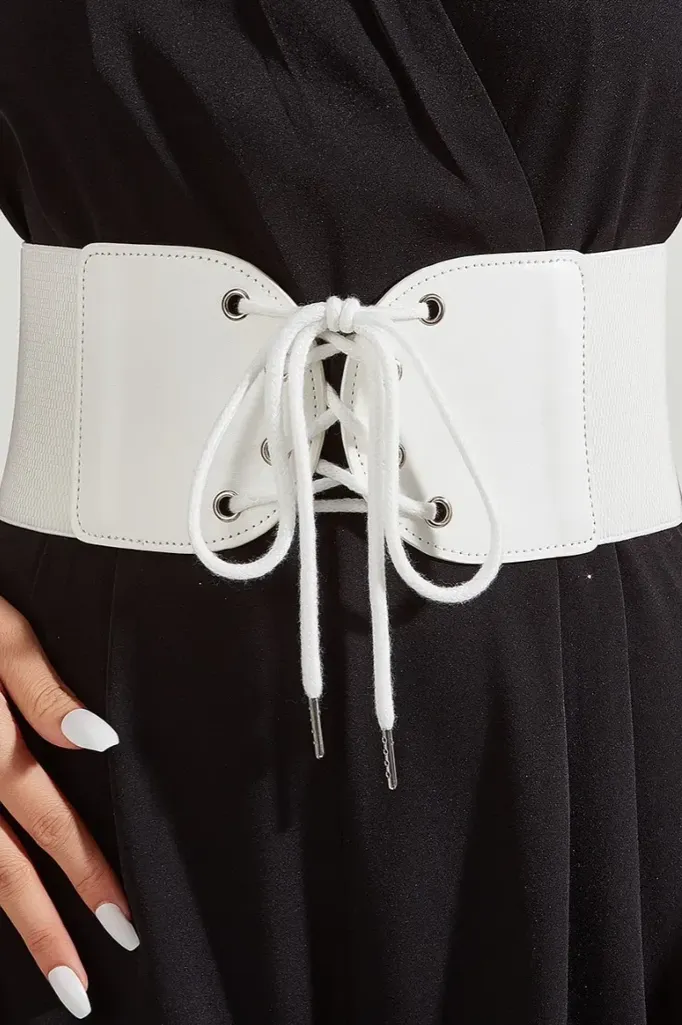 White Solid Corset Belt - Image 1