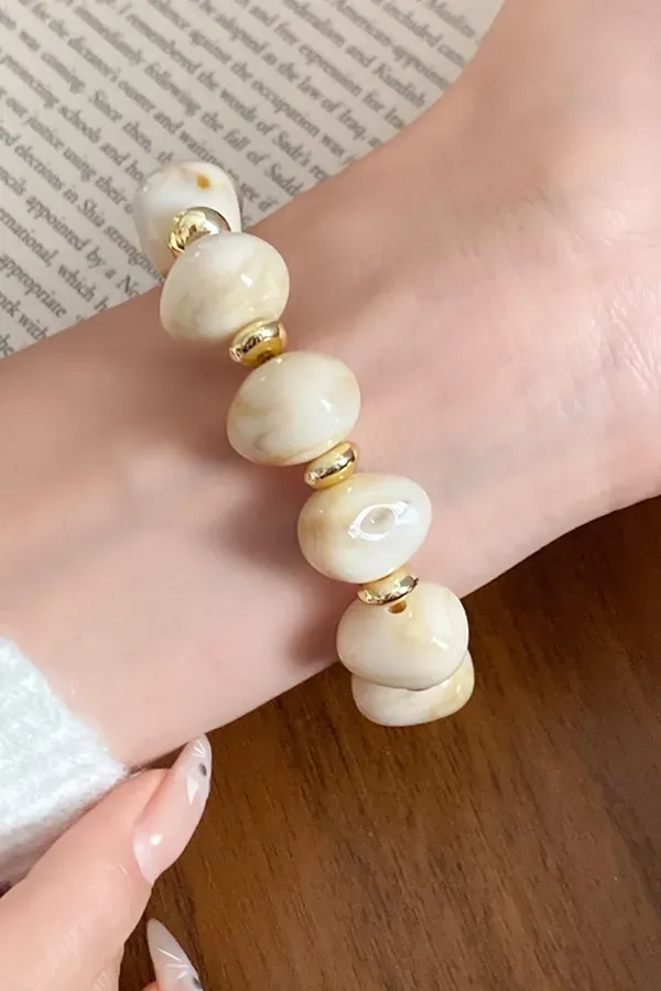 White Beaded Marble Bracelet - Image 1