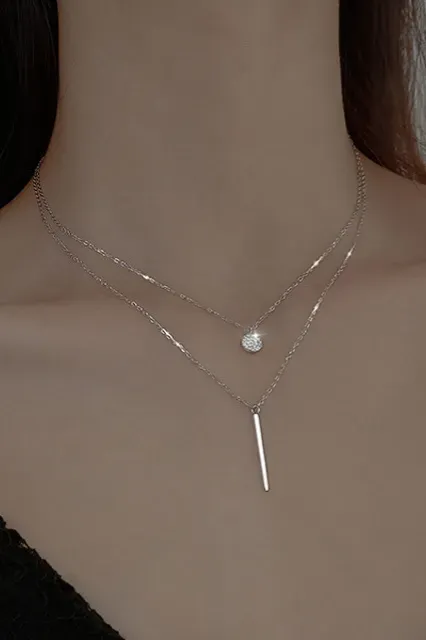 Silver Layered Statement Necklace - Image 1