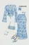 Blue Floral Flared Sleeve Co-Ord Set