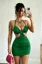 Green Solid Cut-Out Mini Dress