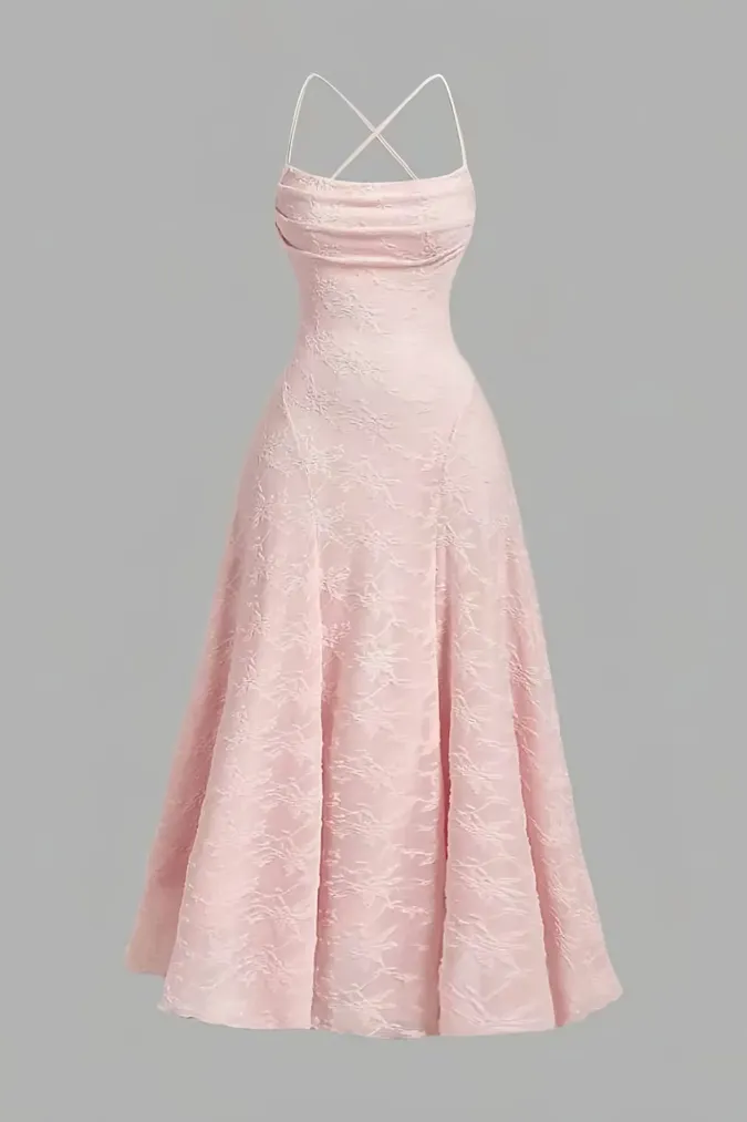 Light Pink Cowl Neck Maxi Dress - Image 1