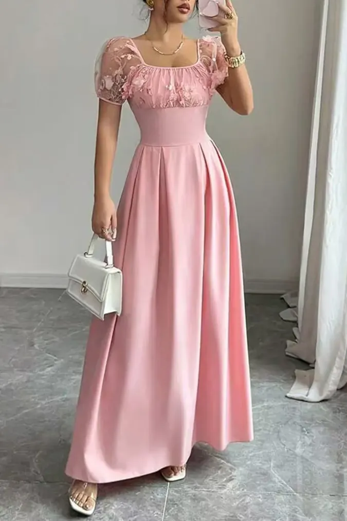 Light Pink Floral Maxi Dress - Image 1