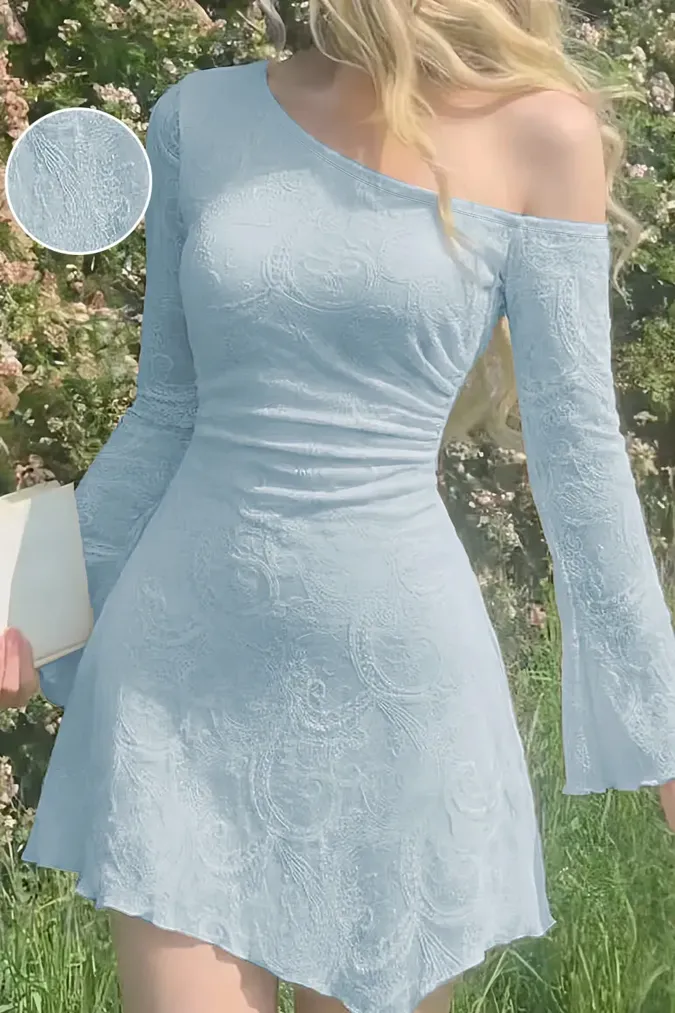 Light Blue Lace Mini Dress - Image 1