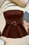Brown Solid Tube Neck Top