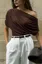 Brown Ruched One Shoulder Top