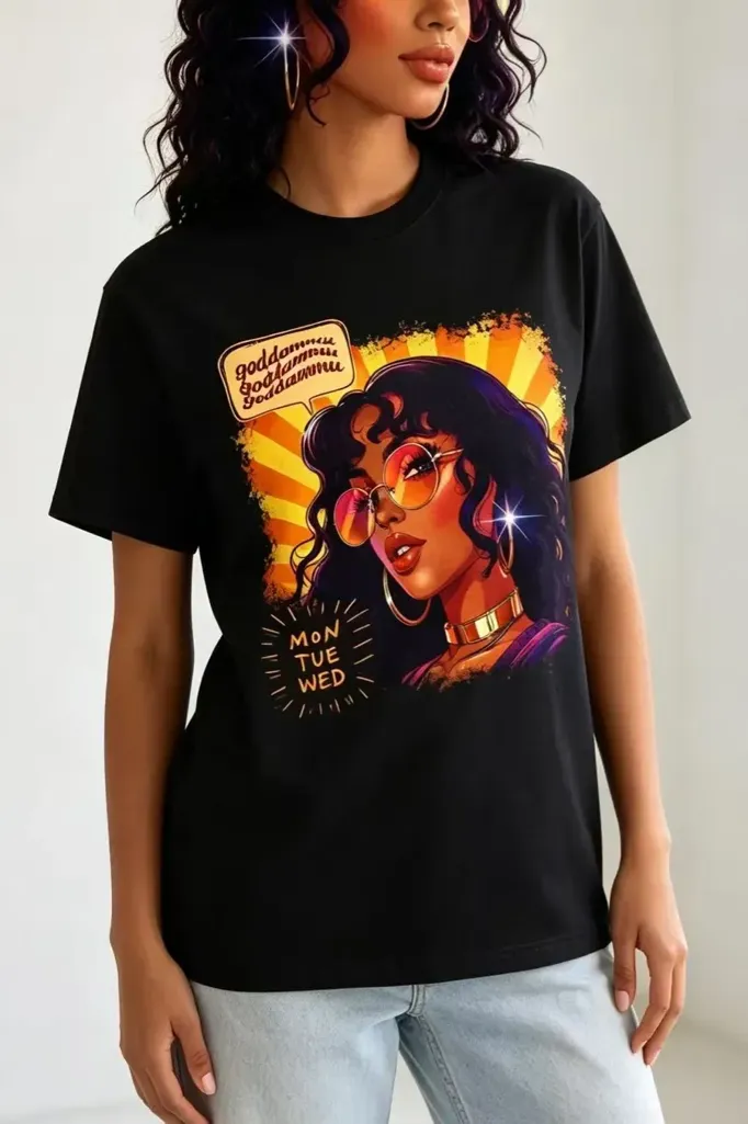 Black Graphic Printed T-Shirts - Image 1