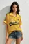 Yellow Striped Typography T-Shirt