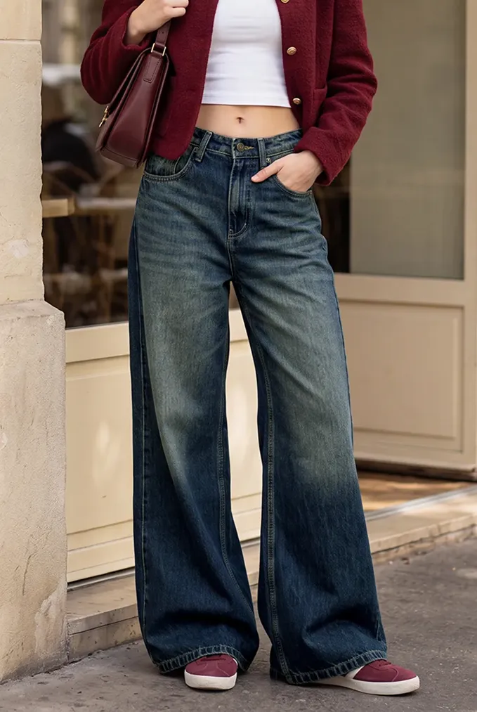 Dark Blue High Rise Jeans - Image 1