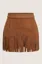 Brown Fringed Studded Mini Skirt
