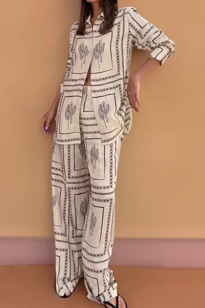 Off White Graphic Co-Ords Set - Image 1