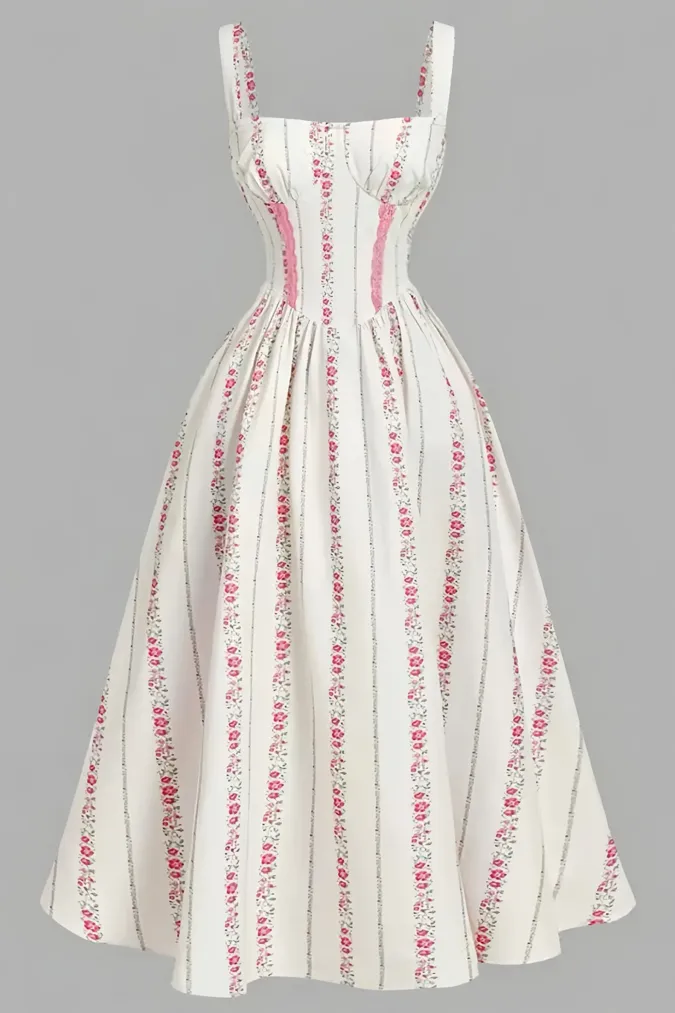 White Floral Lace Maxi Dress - Image 1