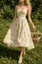 Cream Smocked Floral Midi Dress