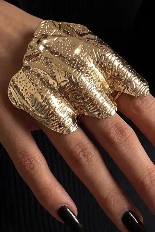 Golden Textured Chic Ring - Image 1