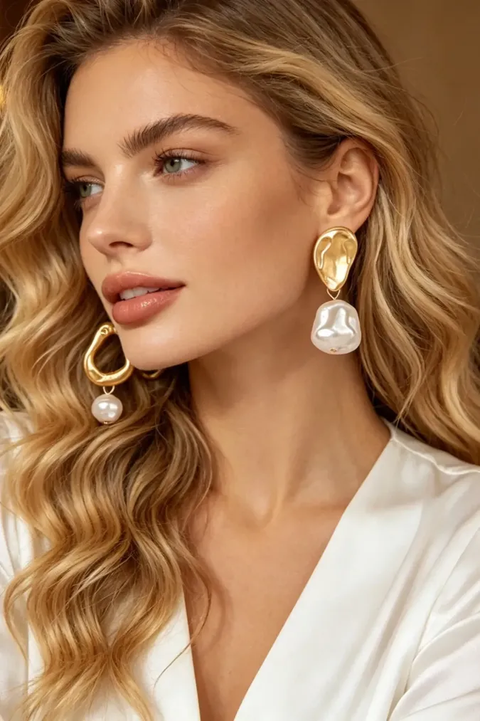 Golden Sunburst Chic Earrings - Image 1