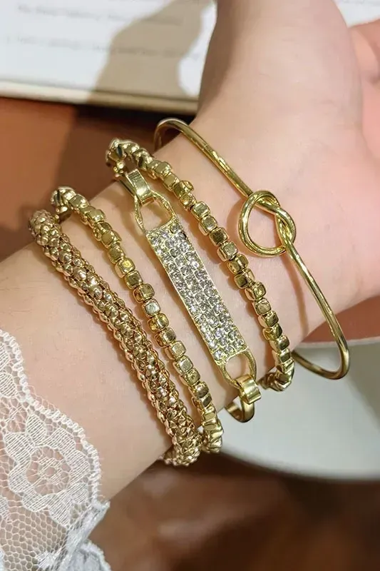Golden Set Of 5 Bracelets - Image 1
