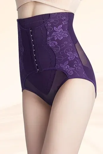 Purple Floral Lace Overlay Shapewear - Image 1