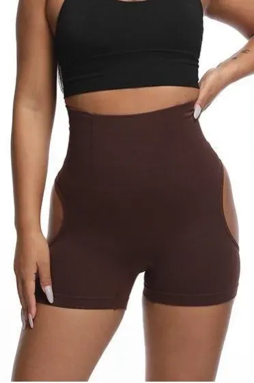 Dark Brown High-Rise Cutout Shapewear - Image 1